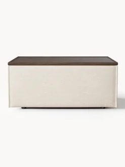 Online Reposapiés puf de mezcla de lino con espacio de almacenamiento Lennon Reposapiés|Sofás