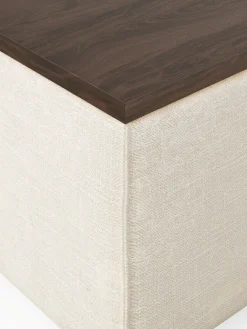 Online Reposapiés puf de mezcla de lino con espacio de almacenamiento Lennon Reposapiés|Sofás