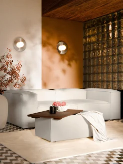 Online Reposapiés puf de mezcla de lino con espacio de almacenamiento Lennon Reposapiés|Sofás