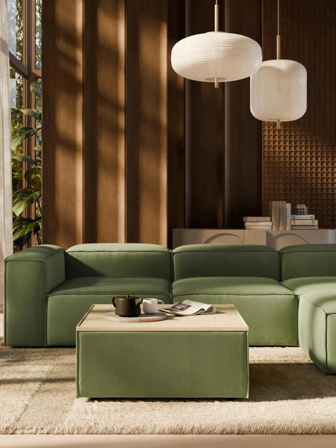 Discount Reposapiés puf de pana con espacio de almacenamiento Lennon Reposapiés|Sofás