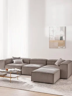 Reposapiés|Sofás>Westwing Collection Reposapiés puf de pana Lennon Pana gris pardo