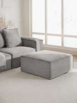 Reposapiés|Sofás>Westwing Collection Reposapiés puf de pana Lennon Pana gris