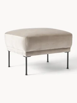 Reposapiés|Sofás>Westwing Collection Reposapiés puf de terciopelo Fluente Terciopelo beige