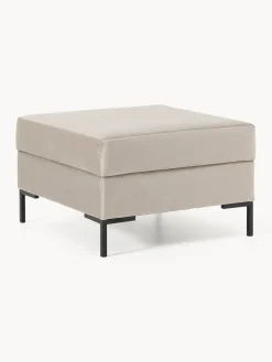 Reposapiés|Sofás>Westwing Collection Reposapiés puf de terciopelo con espacio de almacenamiento Luna Terciopelo greige, dorado