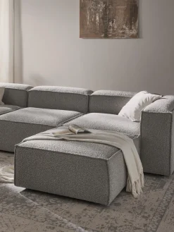 Clearance Reposapiés puf en tejido bouclé Lennon Reposapiés|Sofás