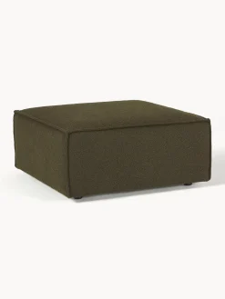 Reposapiés|Sofás>Westwing Collection Reposapiés puf en tejido bouclé Lennon Bouclé verde oliva