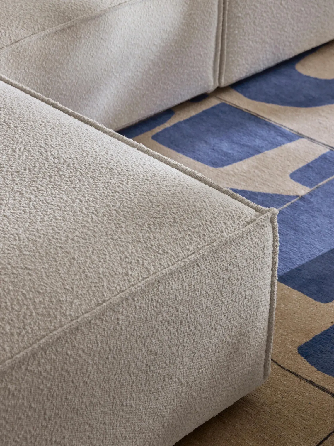 Reposapiés|Sofás>Westwing Collection Reposapiés puf en tejido bouclé Lennon Bouclé Off White