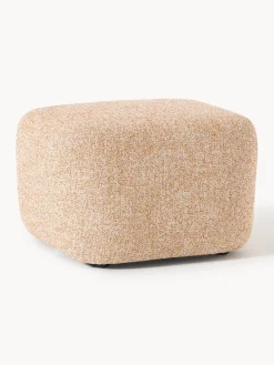 Reposapiés|Sofás>Westwing Collection Reposapiés puf en tejido bouclé Wolke Bouclé naranja