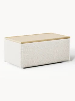 Online Reposapiés puf en tejido bouclé con espacio de almacenamiento Lennon Reposapiés|Sofás