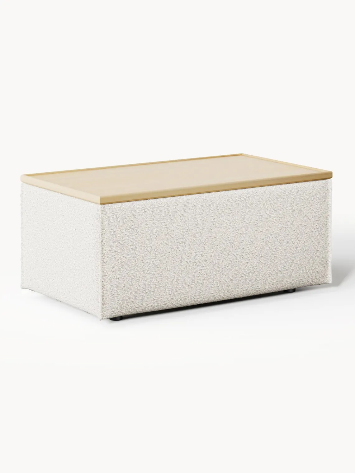 Online Reposapiés puf en tejido bouclé con espacio de almacenamiento Lennon Reposapiés|Sofás