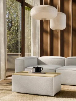 Online Reposapiés puf en tejido bouclé con espacio de almacenamiento Lennon Reposapiés|Sofás