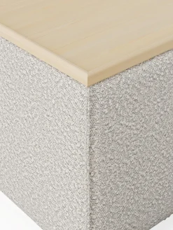 Online Reposapiés puf en tejido bouclé con espacio de almacenamiento Lennon Reposapiés|Sofás