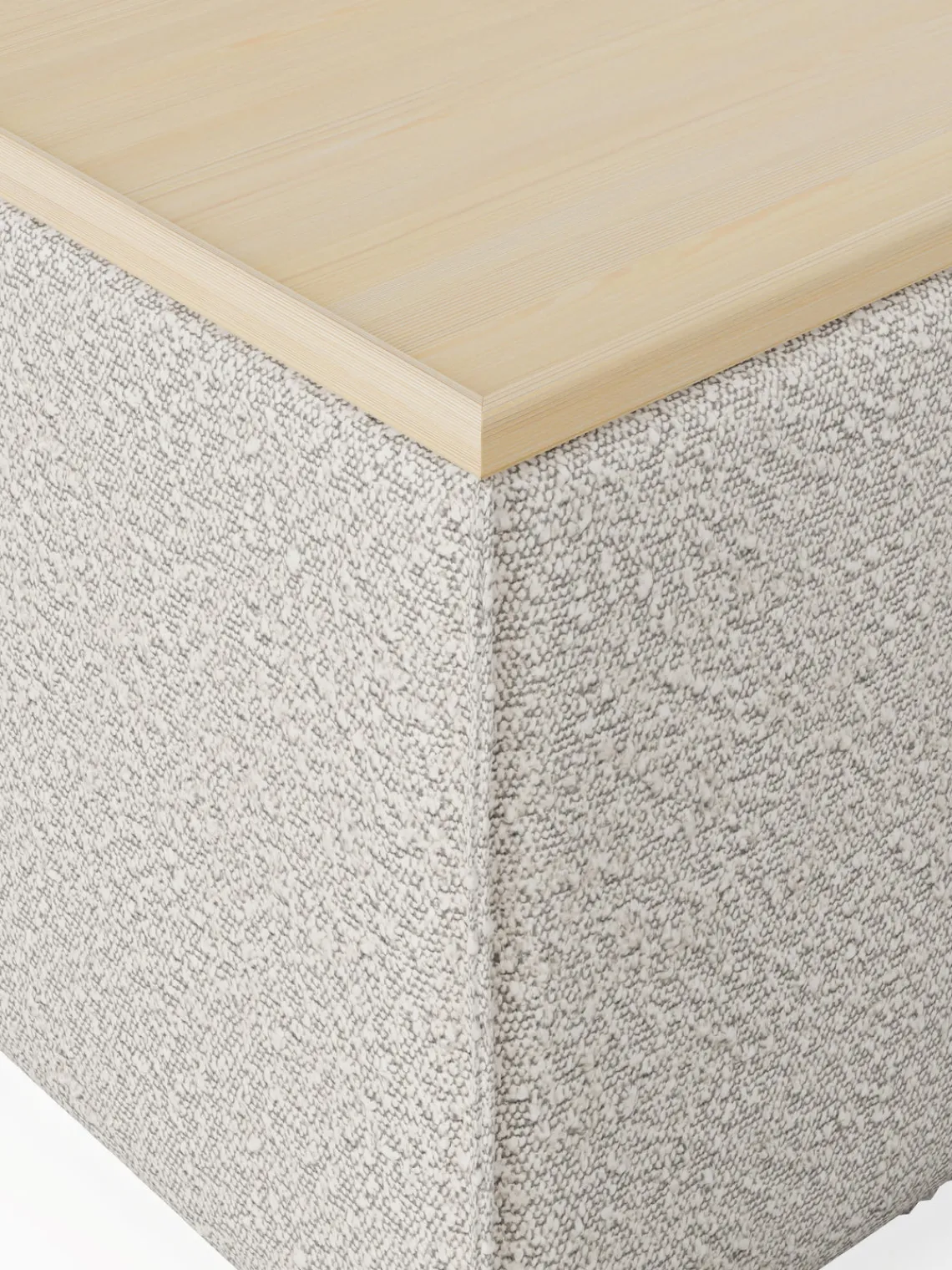 Online Reposapiés puf en tejido bouclé con espacio de almacenamiento Lennon Reposapiés|Sofás