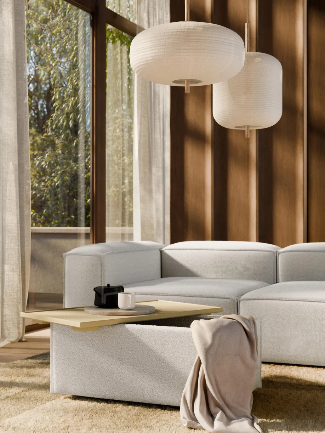 Online Reposapiés puf en tejido bouclé con espacio de almacenamiento Lennon Reposapiés|Sofás