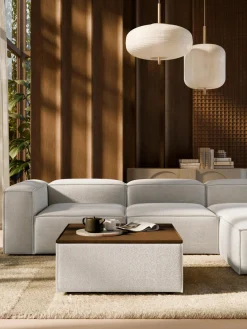 Reposapiés puf en tejido bouclé con espacio de almacenamiento Lennon Reposapiés|Sofás