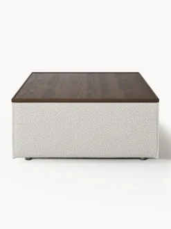 Reposapiés puf en tejido bouclé con espacio de almacenamiento Lennon Reposapiés|Sofás