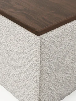 Reposapiés puf en tejido bouclé con espacio de almacenamiento Lennon Reposapiés|Sofás