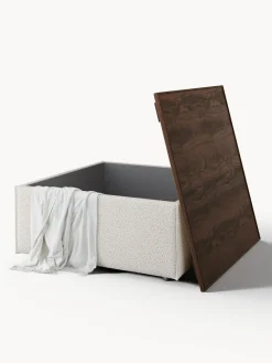 Reposapiés puf en tejido bouclé con espacio de almacenamiento Lennon Reposapiés|Sofás