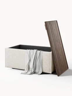 Hot Reposapiés puf en tejido bouclé con espacio de almacenamiento Lennon Reposapiés|Sofás