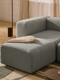 Sale Reposapiés puf en tejido bouclé Lena Reposapiés|Sofás