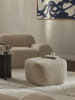 Clearance Reposapiés puf en tejido bouclé Wolke Reposapiés|Sofás