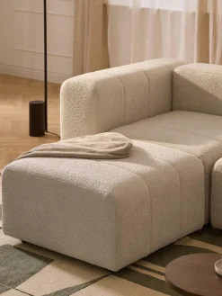 Sale Reposapiés puf en tejido bouclé Lena Reposapiés|Sofás