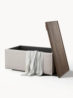 Hot Reposapiés puf en tejido bouclé con espacio de almacenamiento Lennon Reposapiés|Sofás