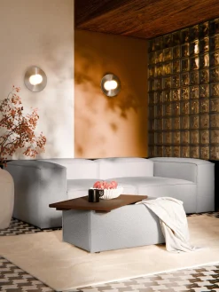 Hot Reposapiés puf en tejido bouclé con espacio de almacenamiento Lennon Reposapiés|Sofás