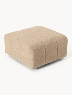 Reposapiés puf en tejido bouclé Lena Reposapiés|Sofás