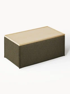 Reposapiés puf en tejido bouclé con espacio de almacenamiento Lennon Reposapiés|Sofás