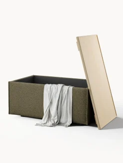 Reposapiés puf en tejido bouclé con espacio de almacenamiento Lennon Reposapiés|Sofás