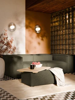 Reposapiés puf en tejido bouclé con espacio de almacenamiento Lennon Reposapiés|Sofás