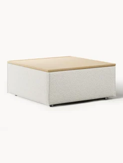 Online Reposapiés puf en tejido bouclé con espacio de almacenamiento Lennon Reposapiés|Sofás