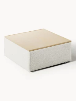 Online Reposapiés puf en tejido bouclé con espacio de almacenamiento Lennon Reposapiés|Sofás