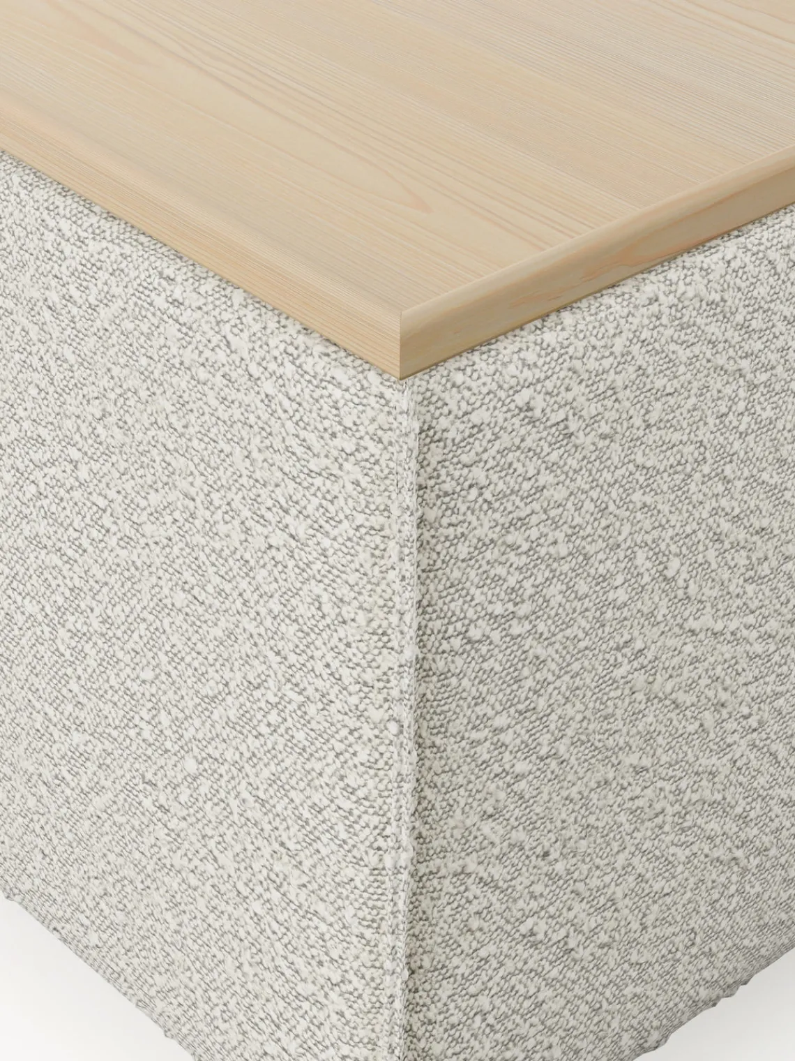 Online Reposapiés puf en tejido bouclé con espacio de almacenamiento Lennon Reposapiés|Sofás