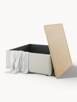 Online Reposapiés puf en tejido bouclé con espacio de almacenamiento Lennon Reposapiés|Sofás