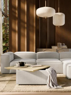 Online Reposapiés puf en tejido bouclé con espacio de almacenamiento Lennon Reposapiés|Sofás