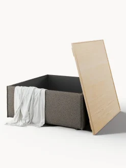 New Reposapiés puf en tejido bouclé con espacio de almacenamiento Lennon Reposapiés|Sofás