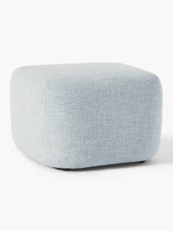 Reposapiés|Sofás>Westwing Collection Reposapiés puf en tejido bouclé Wolke Bouclé azul claro