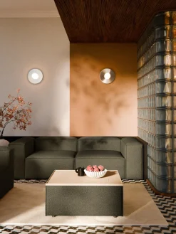 Best Reposapiés puf en tejido bouclé con espacio de almacenamiento Lennon Reposapiés|Sofás