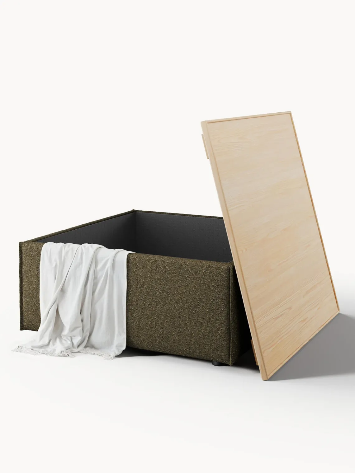 Best Reposapiés puf en tejido bouclé con espacio de almacenamiento Lennon Reposapiés|Sofás