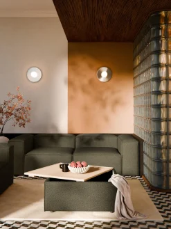 Best Reposapiés puf en tejido bouclé con espacio de almacenamiento Lennon Reposapiés|Sofás