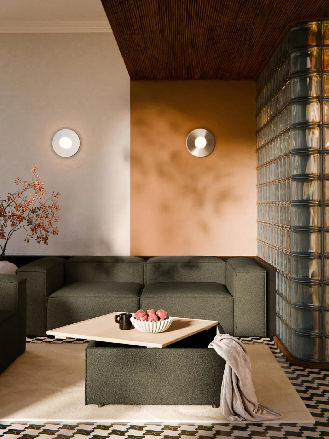 Best Reposapiés puf en tejido bouclé con espacio de almacenamiento Lennon Reposapiés|Sofás