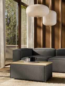 Outlet Reposapiés puf en tejido bouclé con espacio de almacenamiento Lennon Reposapiés|Sofás