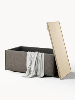 Outlet Reposapiés puf en tejido bouclé con espacio de almacenamiento Lennon Reposapiés|Sofás