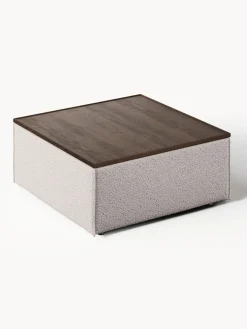 Reposapiés|Sofás></noscript>Westwing Collection Reposapiés puf en tejido bouclé con espacio de almacenamiento Lennon Bouclé taupe, madera de roble oscura