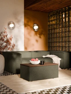 Reposapiés puf en tejido bouclé con espacio de almacenamiento Lennon Reposapiés|Sofás