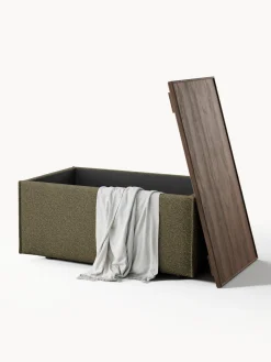 Reposapiés puf en tejido bouclé con espacio de almacenamiento Lennon Reposapiés|Sofás