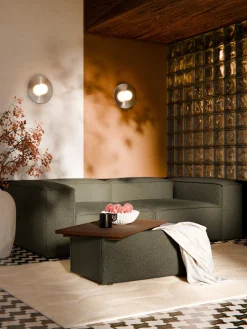 Reposapiés puf en tejido bouclé con espacio de almacenamiento Lennon Reposapiés|Sofás