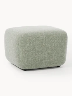 Reposapiés|Sofás>Westwing Collection Reposapiés puf en tejido bouclé Wolke Bouclé verde salvia